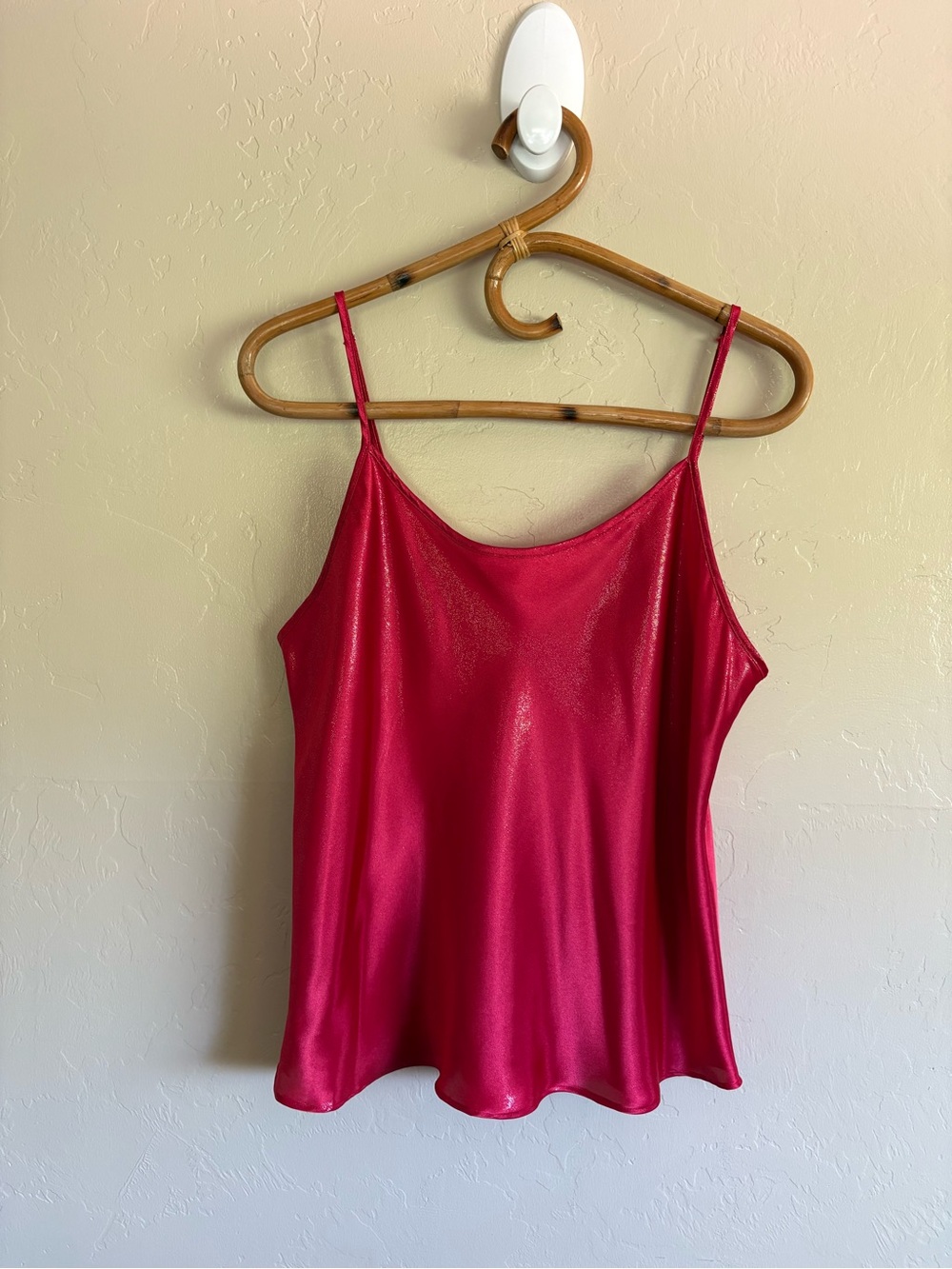 Vintage 90s Gilligan & O’Malley Red Shimmery Satin Cami Slip Tank Top Size XL